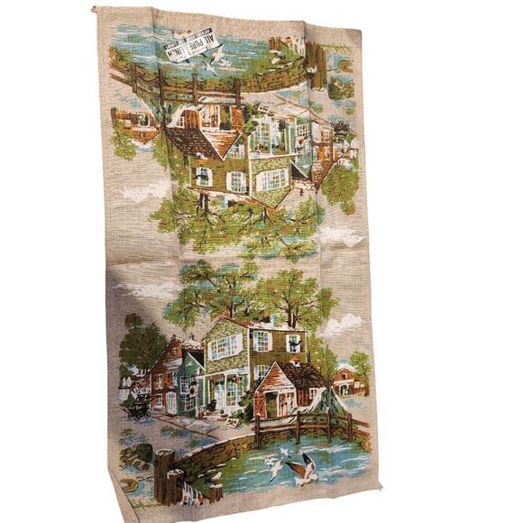 Vintage Parisian Print pure linen tea towel, farmhouse, cottage, town - Picture 3 of 5